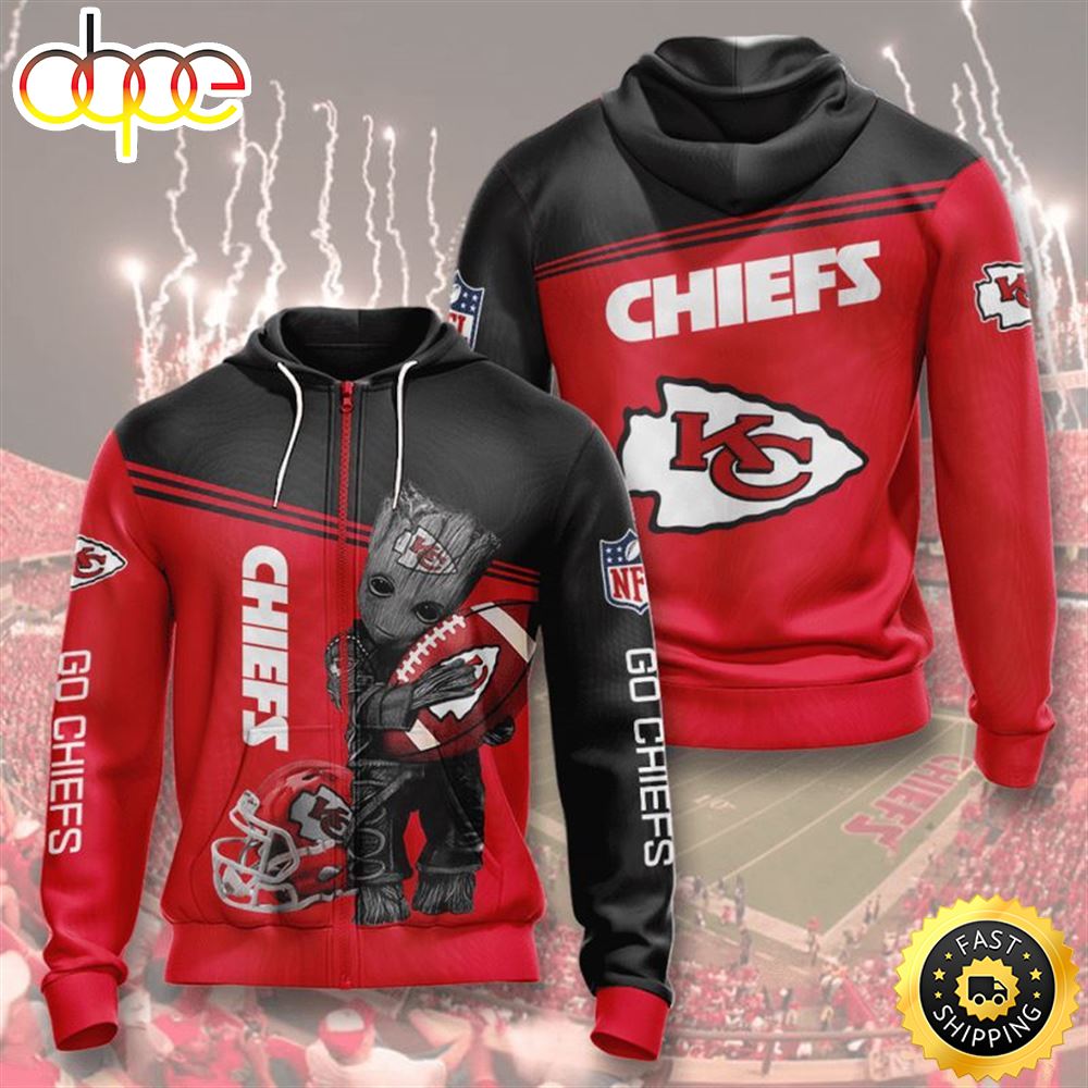 Avengers Groot Kansas City Chiefs 3d Hoodie All Over Print