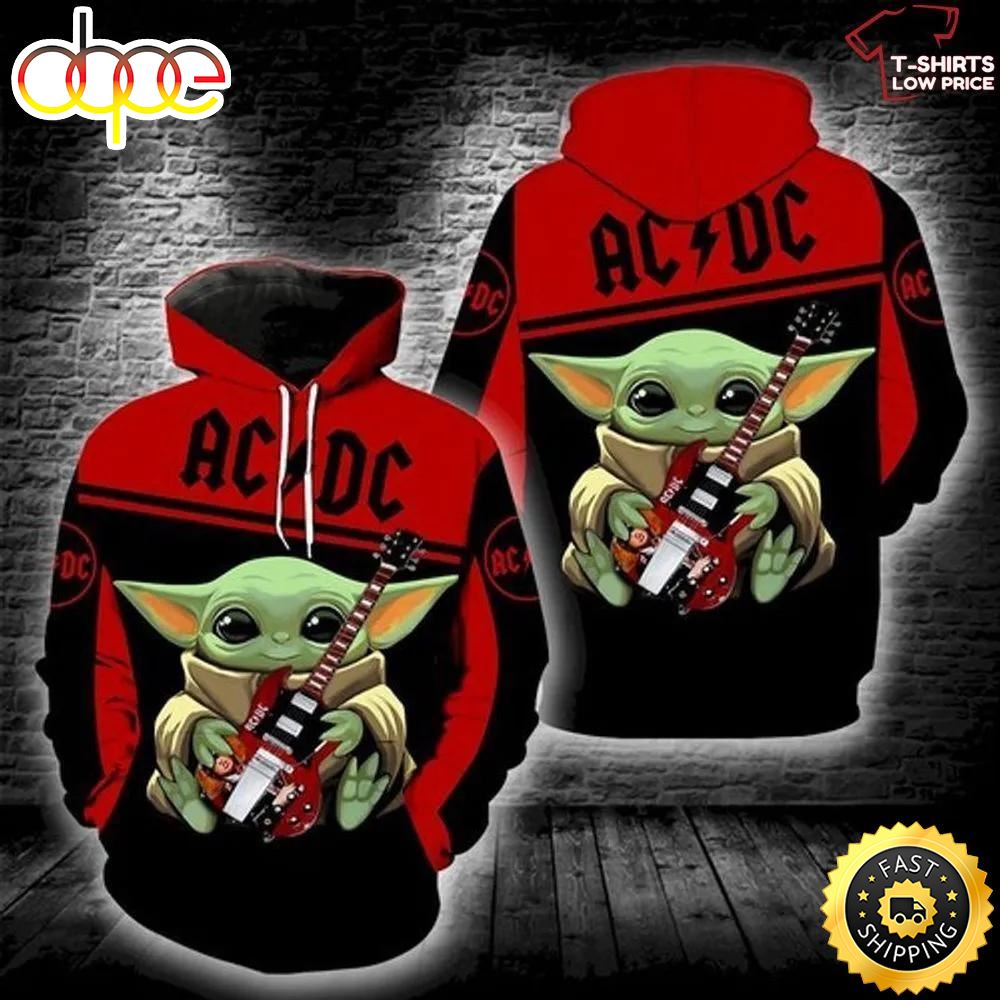 Baby Yoda Ac Dc 3d Hoodie For Men Women