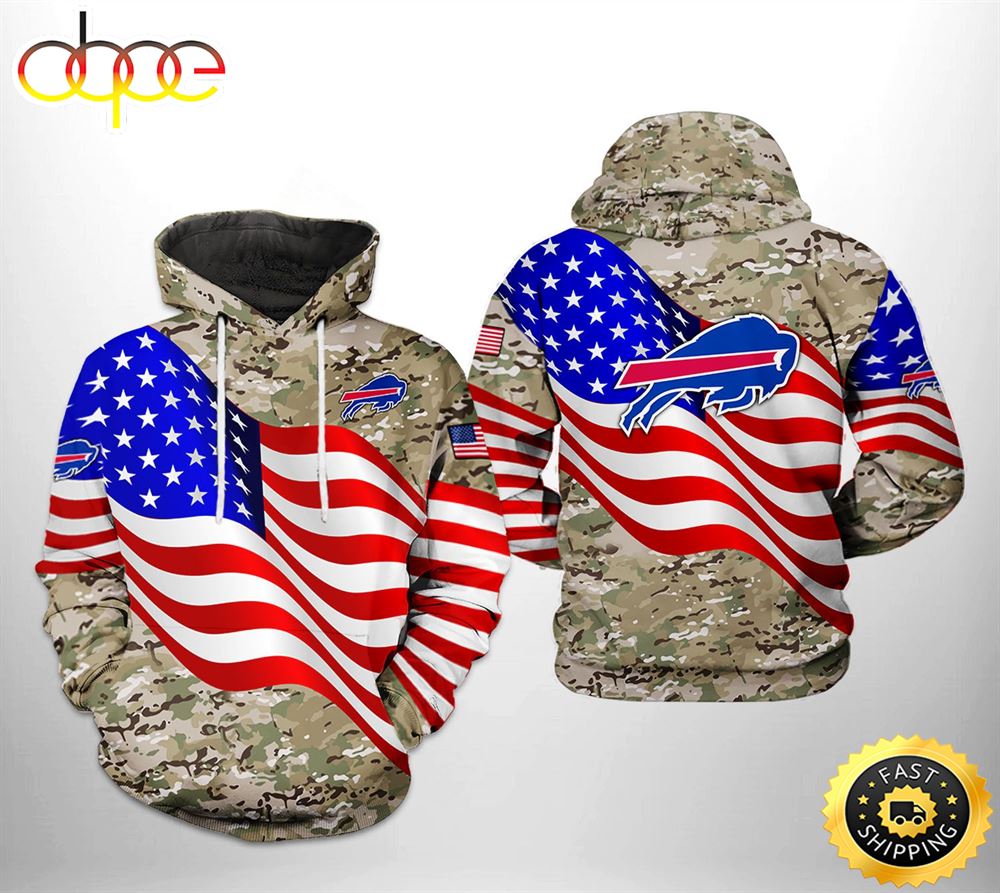 Buffalo Bills NFL US Flag Camo Veteran Team 3D Printed HoodieZipper Hoodie