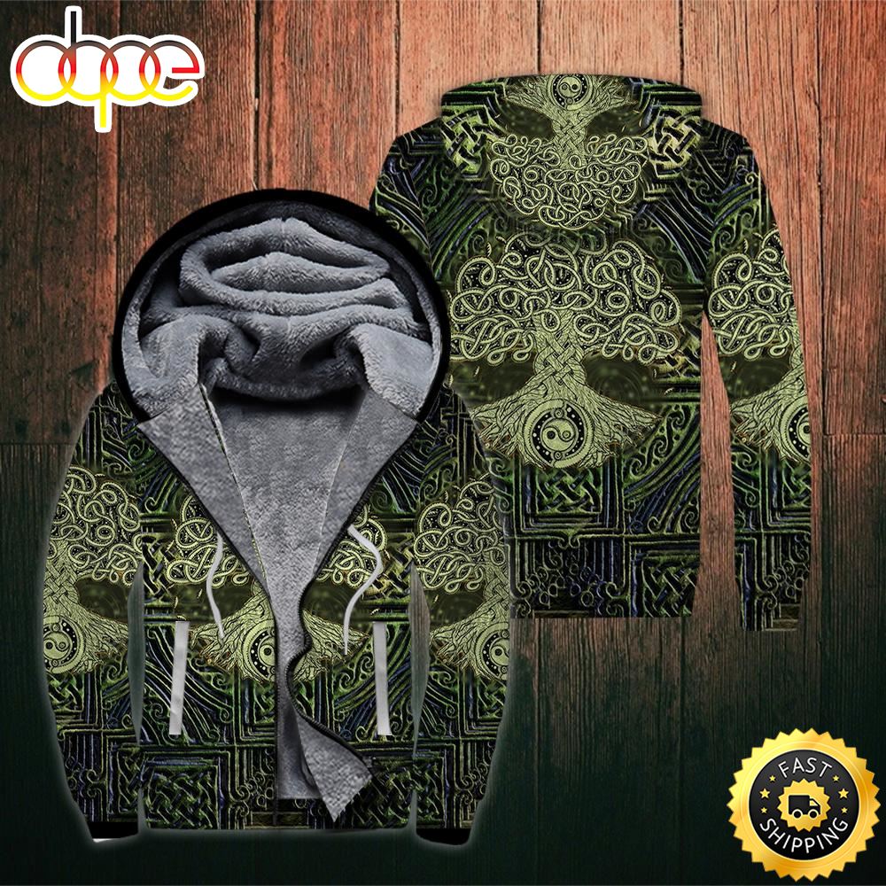Celtic Tree Of Life Irish St Patrick's Day Fleece Zip Hoodie All Over Print Shirt