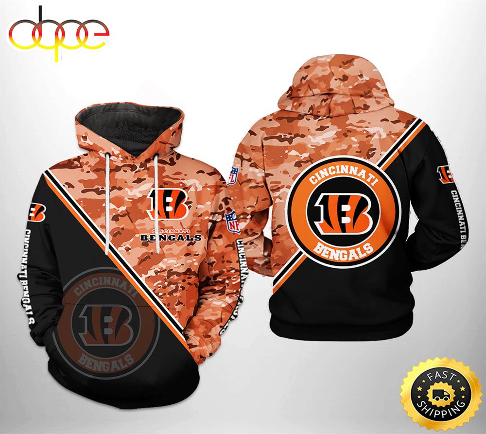 Cincinnati Bengals NFL Camo Team 3D Printed HoodieZipper Hoodie