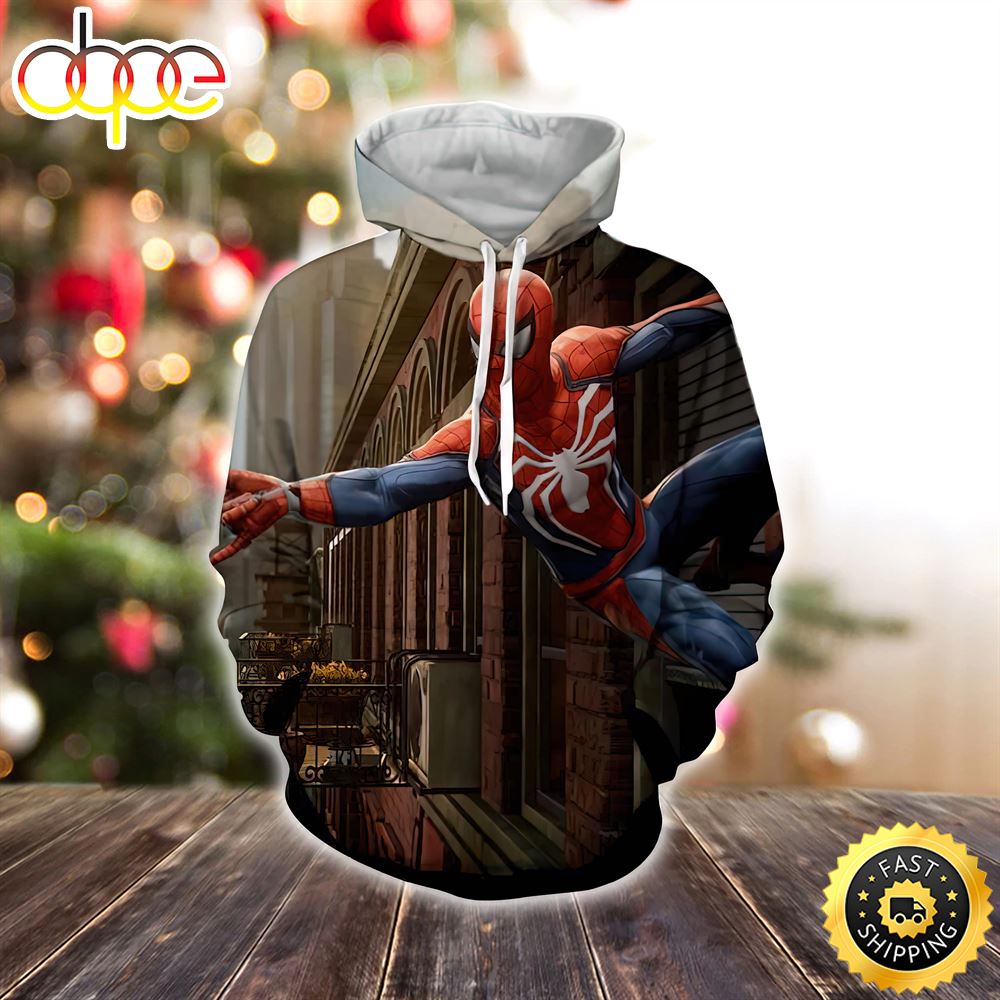 Cool Spider-Man Wall Clinging Marvel Christmas All Over Print Shirt