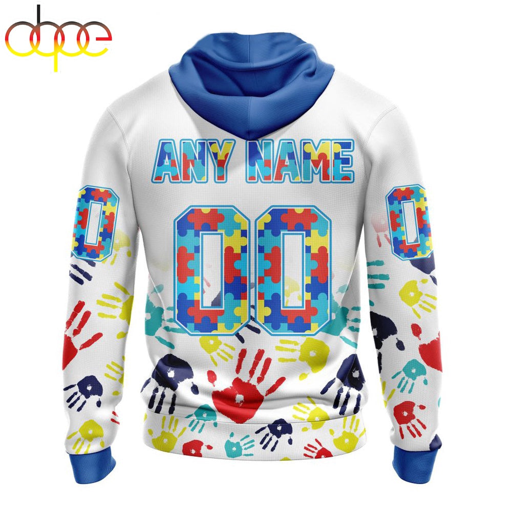 Custom Name And Number Indianapolis Colts NFL Special Fearless Against Autism 3D Hoodie Shirt