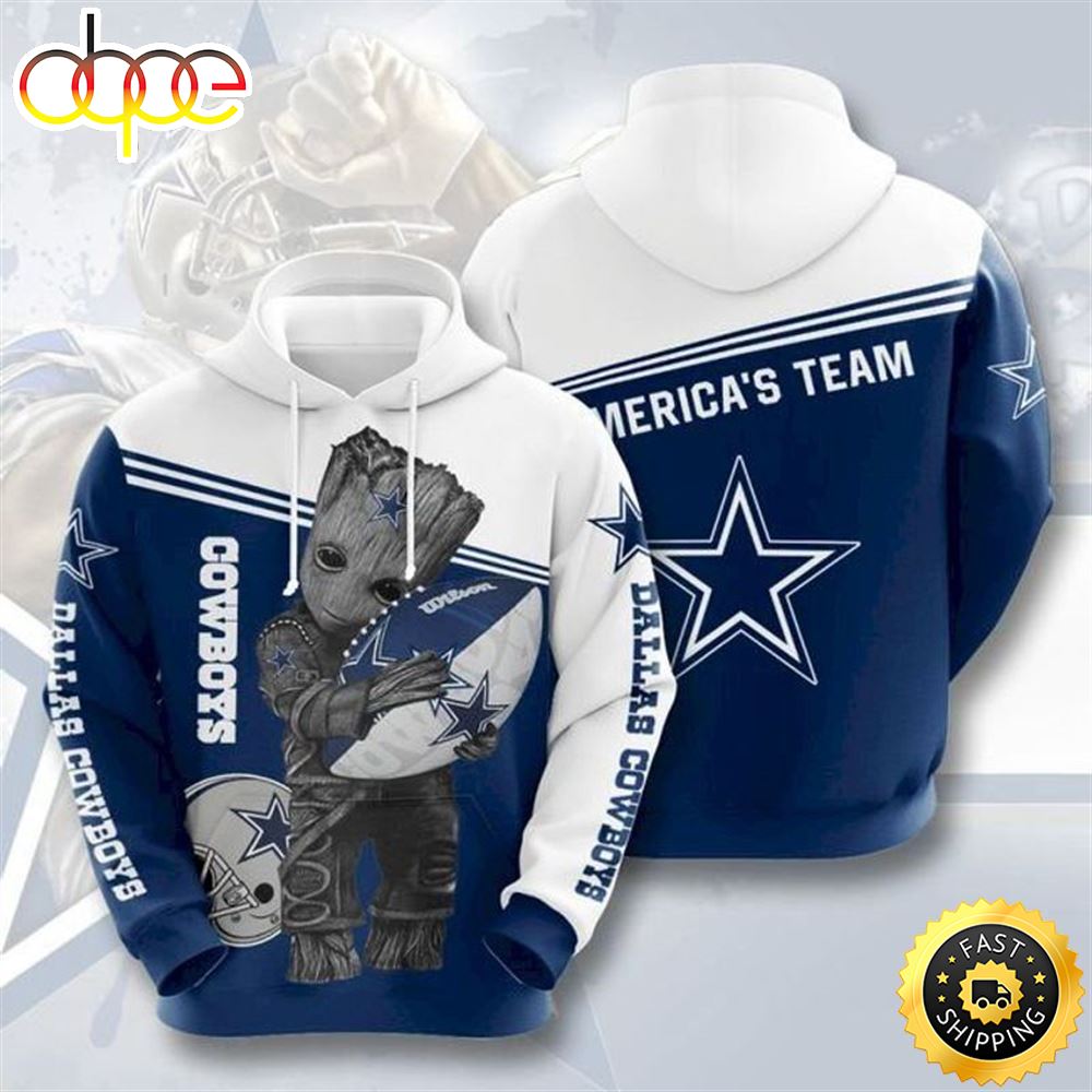 Dallas Cowboys Football Groot 3d Hoodie All Over Print Gifts For Dallas Cowboys Fans