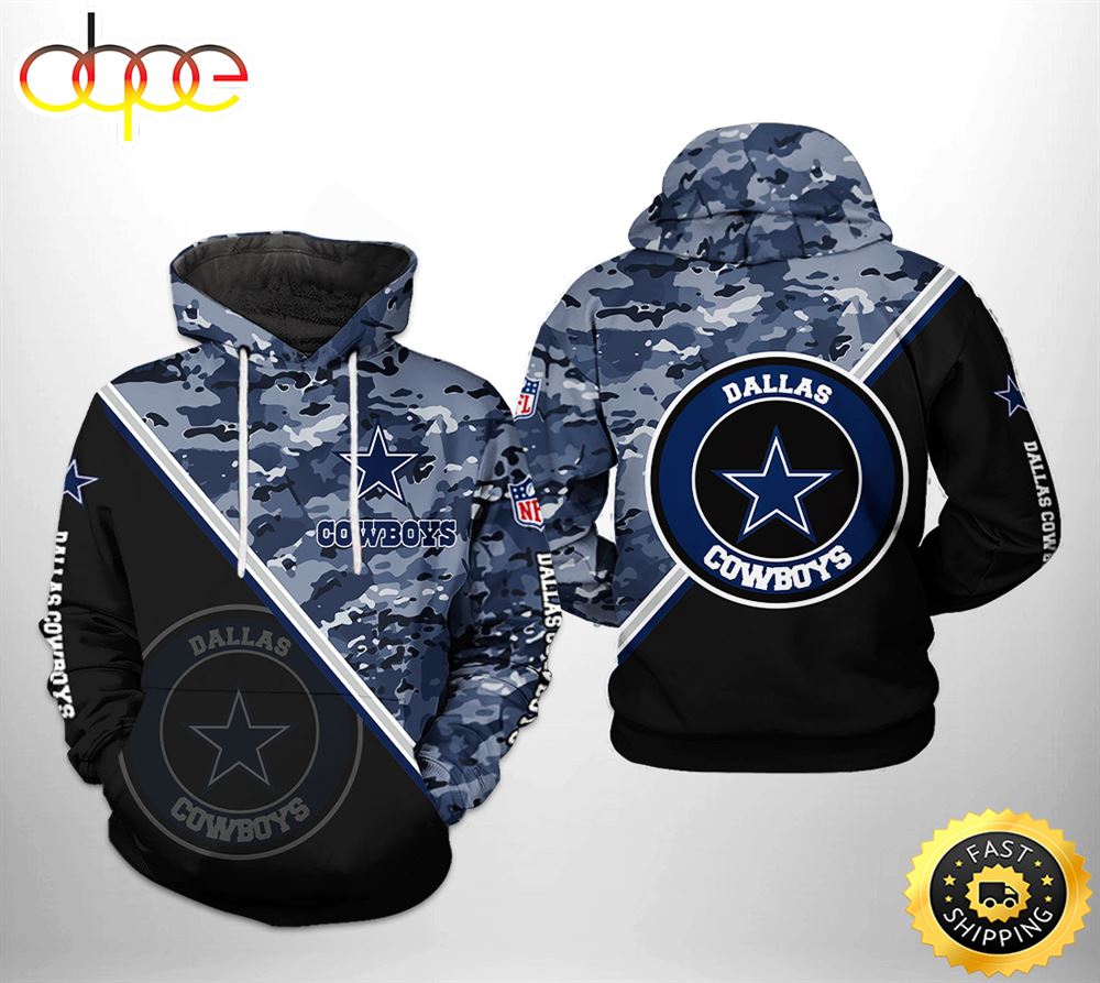 Dallas Cowboys NFL Camo Team 3D Printed HoodieZipper Hoodie