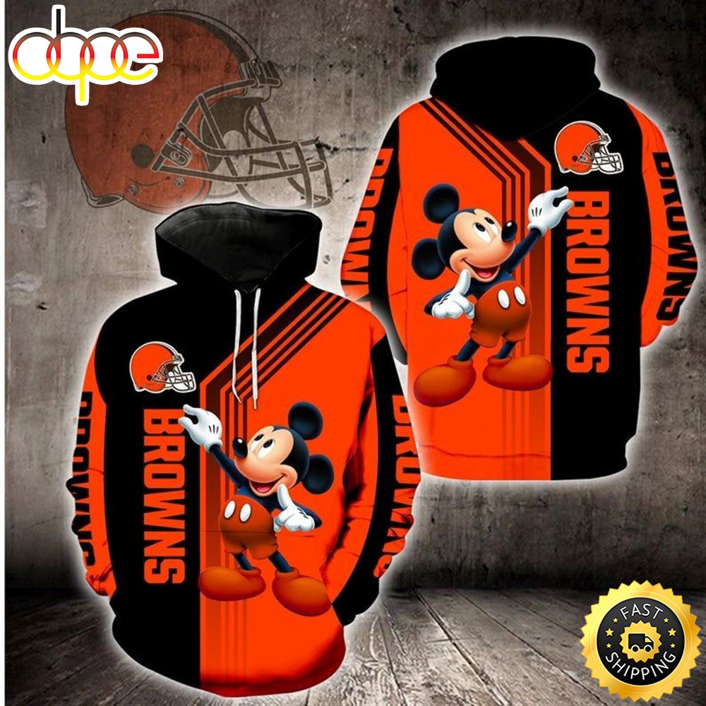 Disney Mickey Cleveland Browns 21 Nfl Gift For Fan 3d All Over Print Shirt