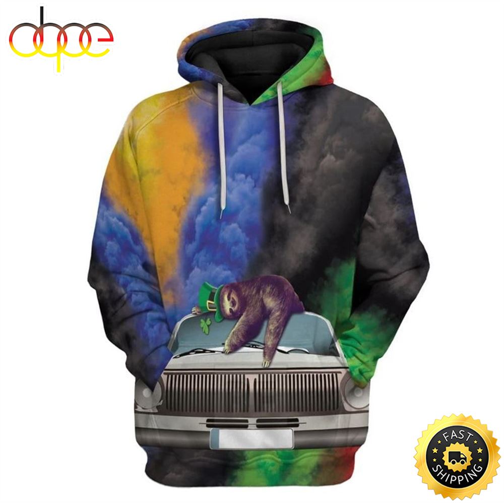 Fast Sloth St Patricks Day Happy Patrick's Day 3d Hoodie All Over Print Shirt