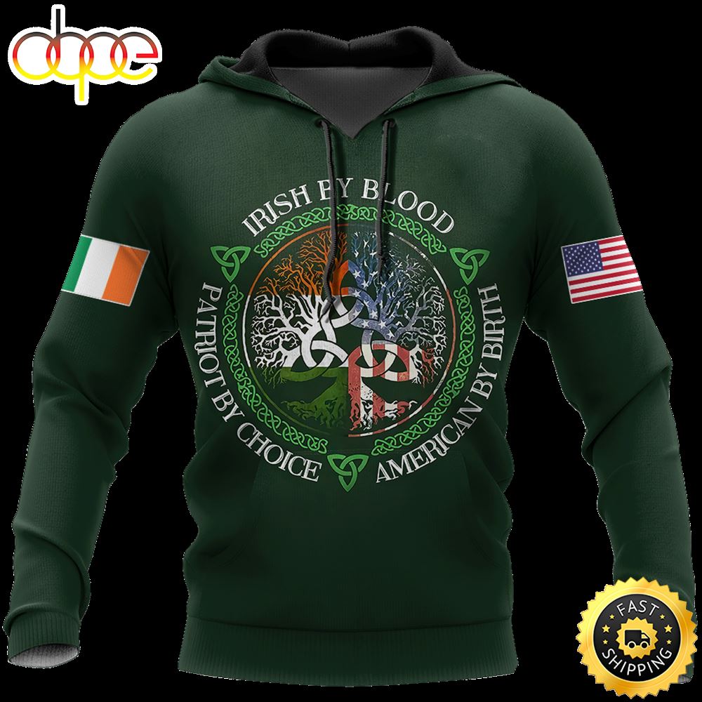 Irish By Blood Celtic Tree Flag 3D All Over Print Shirt
