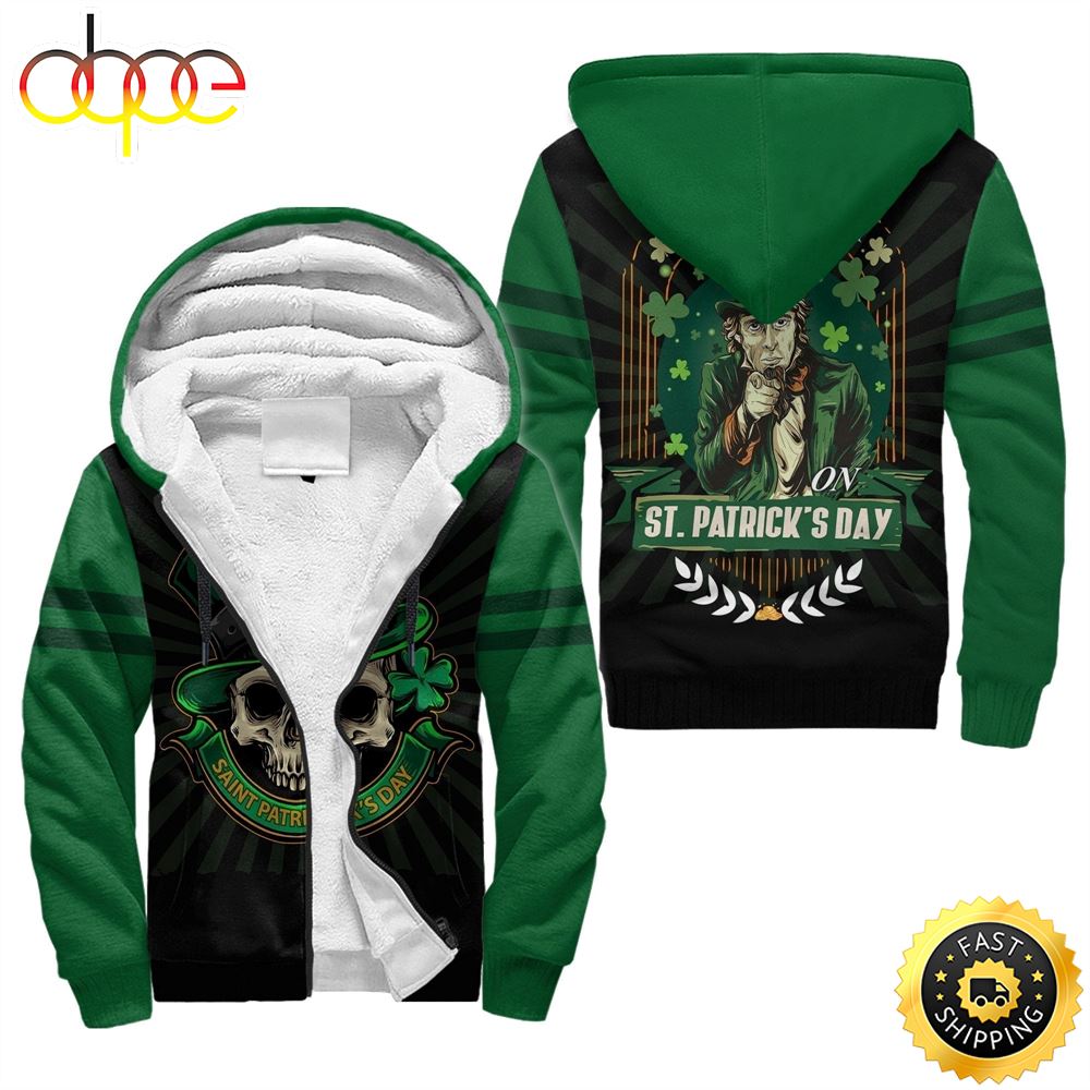 Irish Saint Patrick Day Fleece Zip Hoodie All Over Print Shirt