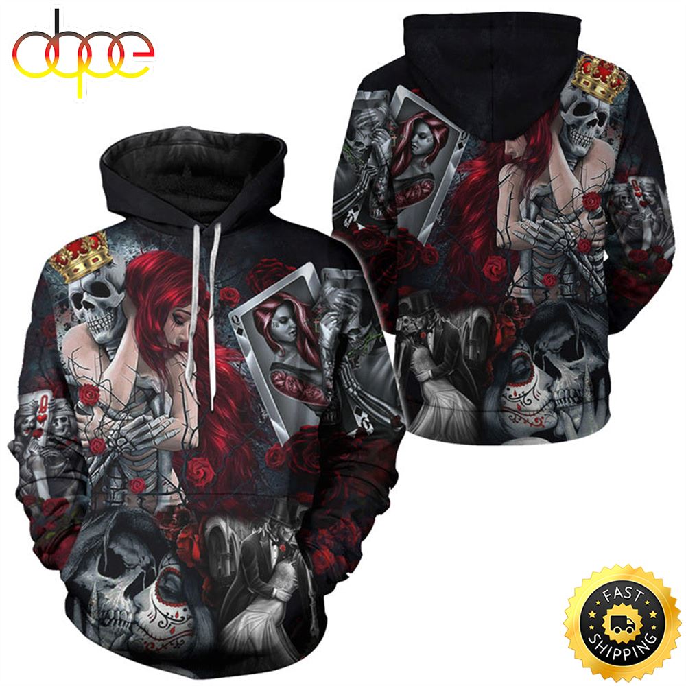Jack Skellington &amp; Sally Skull Hoodie &amp; Zip Hoodie 3D All Over Print