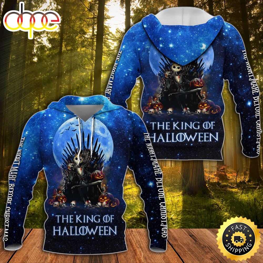 Jack Skellington The King Of Halloween 3D all over print hoodie