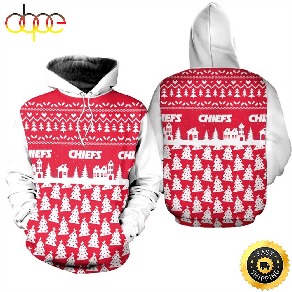 Kansas City Chiefs Christmas Pattern PINE Football NFL All Over Print Hoodie Shirt
