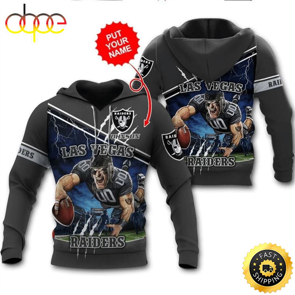 Las Vegas Raiders Mascot Catching Ball NFL Personalized All-over Print Hoodie