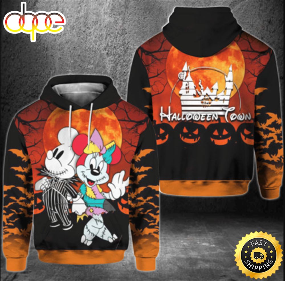 Mickey Minnie Wizard Halloween Theme Over Print 3d Hoodie