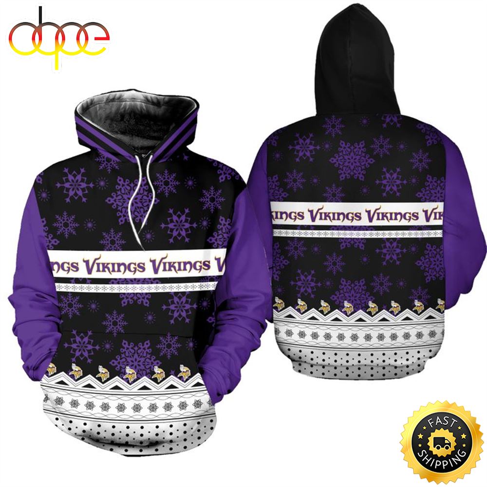 Minnesota Vikings Christmas Pattern Basic Football NFL All Over print Christmas Shirt