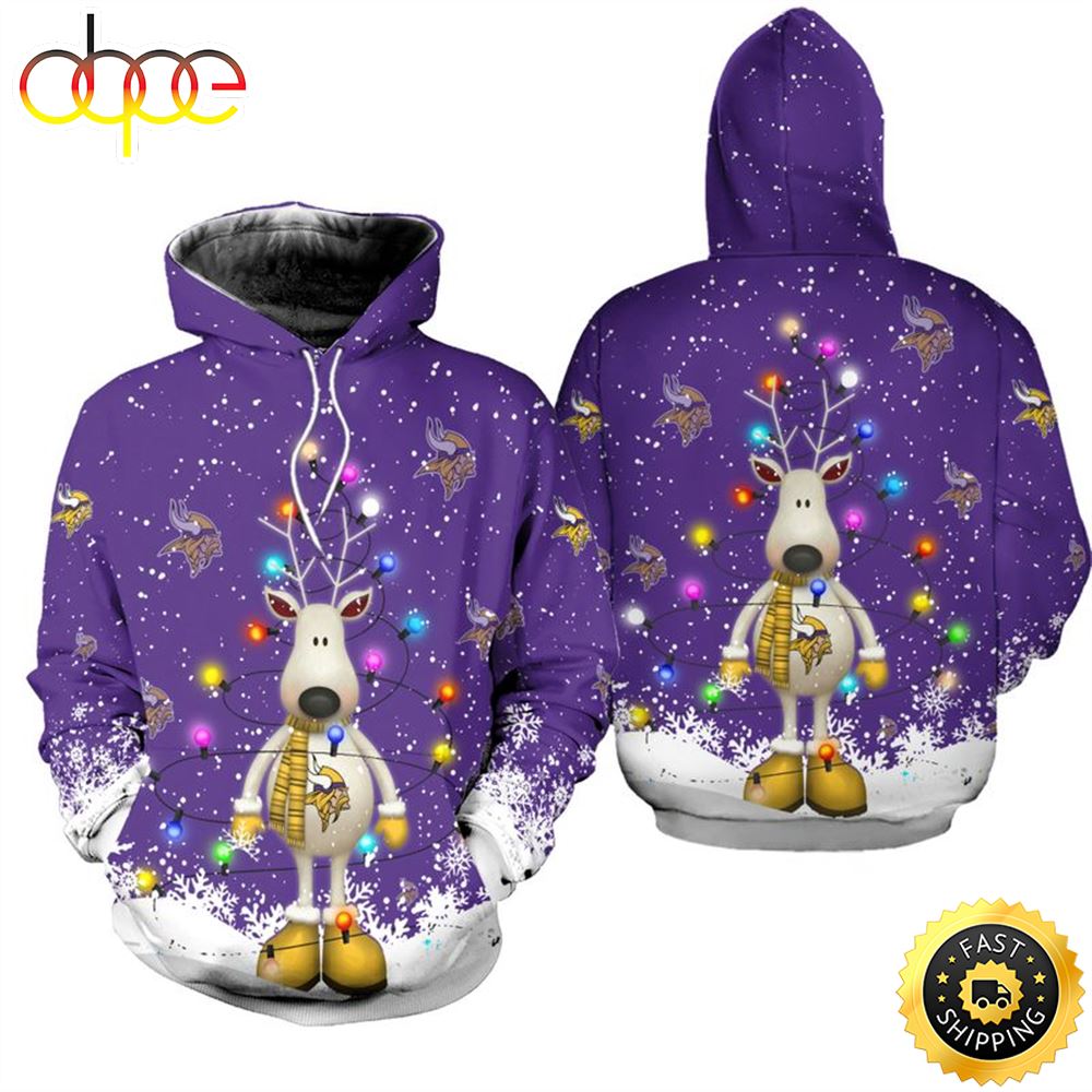 Minnesota Vikings Christmas Pattern Limited Edition Reindeer Football NFL All Over print Christmas Shirt