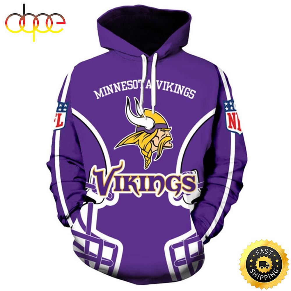 NFL Minnesota Vikings Pullover &amp; Vikings Logo 3D Hoodie All Over Print Shirts