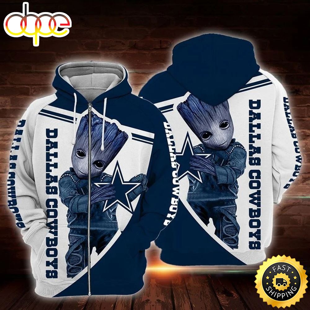 Nfl Dallas Cowboys Groot 3d Full Printed Hoodie