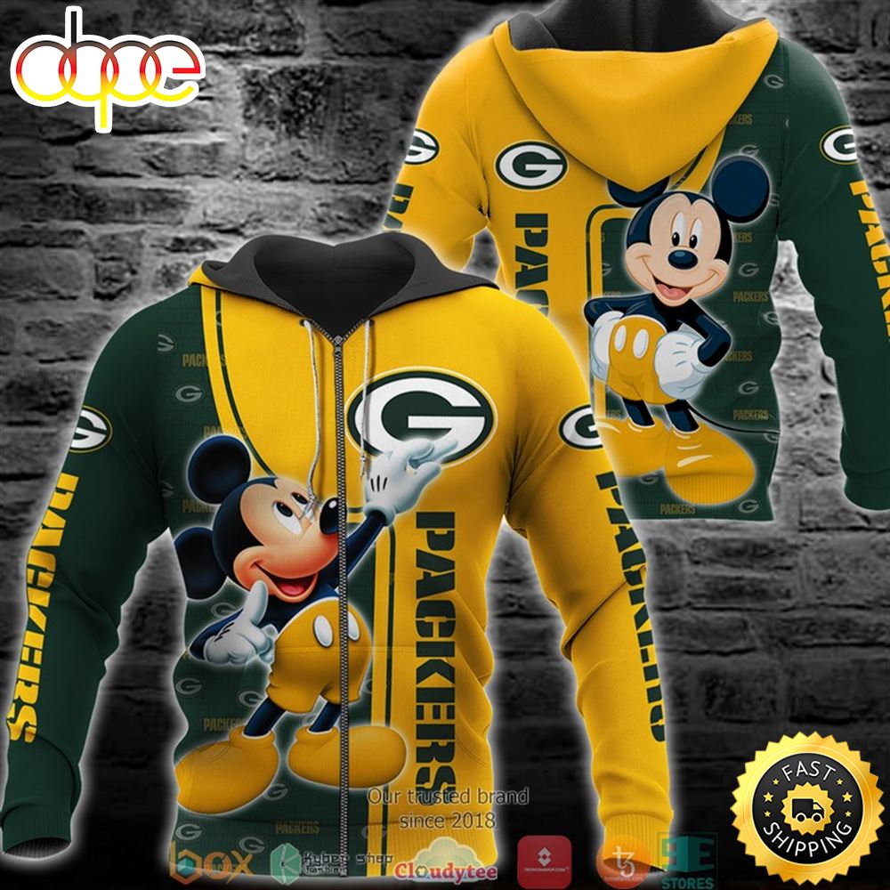 Nfl Green Bay Packers Mickey Mouse Disney 3d Full Printing Shirt