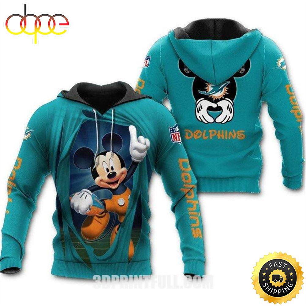 Nfl Miami Dolphins Hoodie 3d Mickey Love