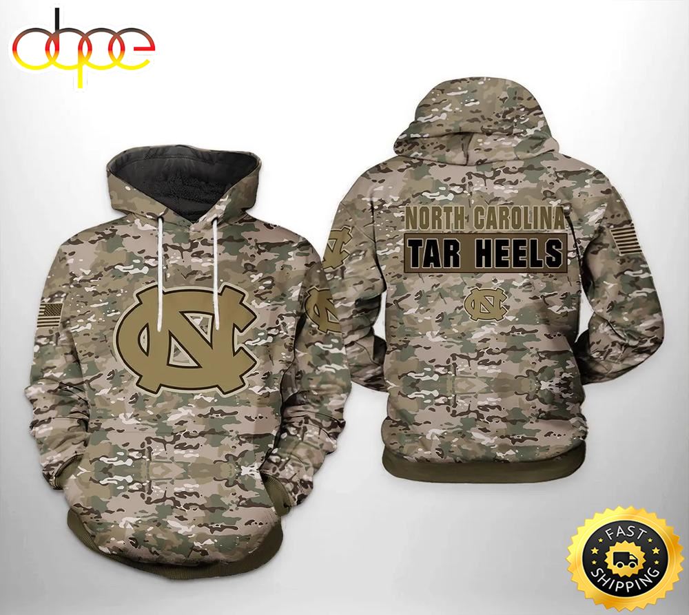 North Carolina Tar Heels Camo Veteran 3D Hoodie NCAA Basketball Gifts