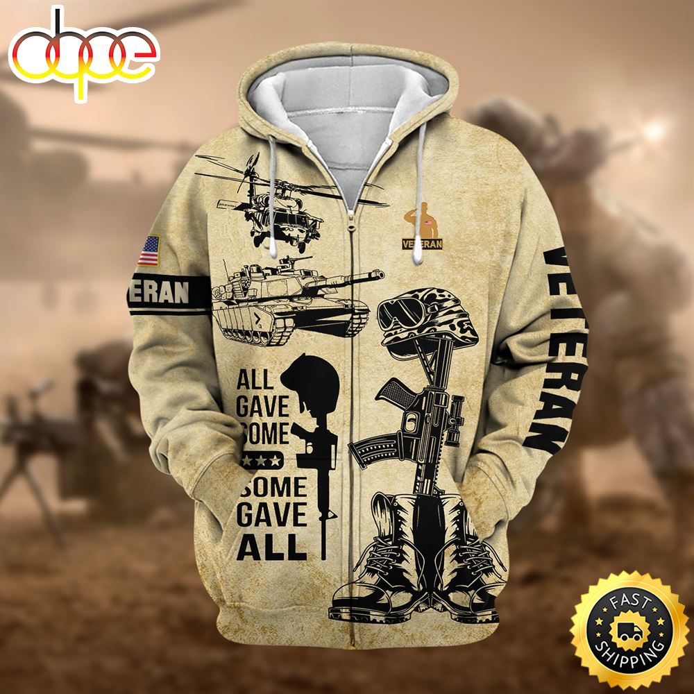 Premium All Gave Some US Veteran Zip Hoodie