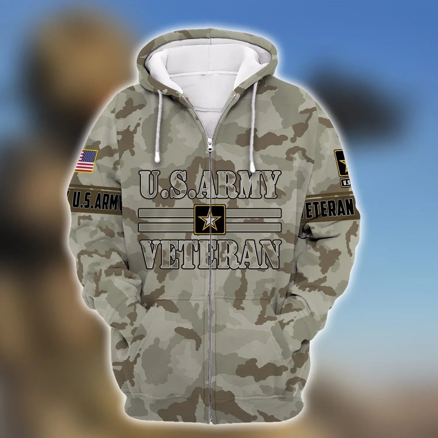 Premium Unique U.S Army Zip Hoodie Ultra Soft and Warm 3D