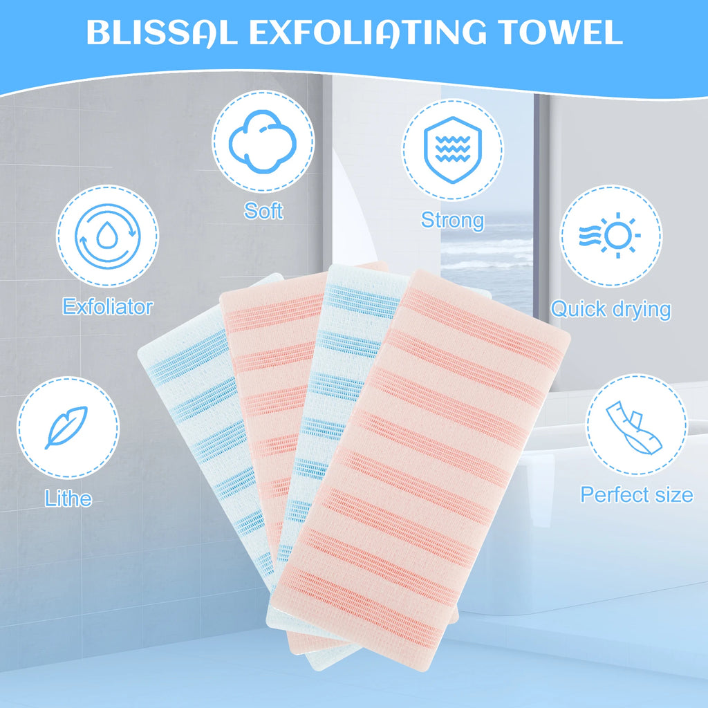 4Pcs Japanese Rubbing Washcloth Exfoliating Shower Back