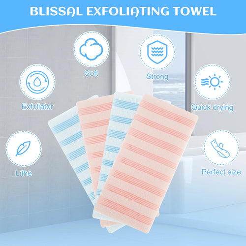 4Pcs Japanese Rubbing Washcloth Exfoliating Shower Back