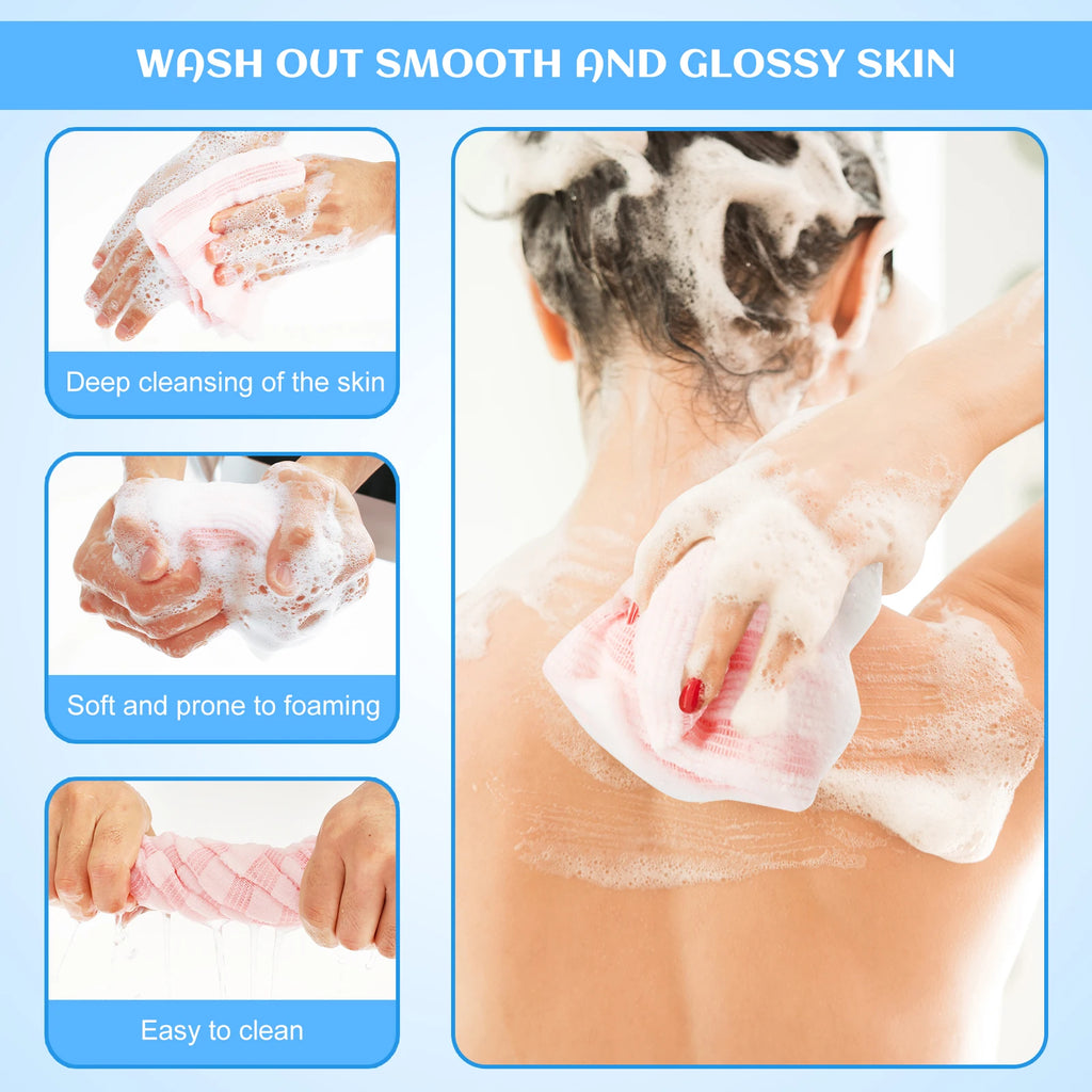 4Pcs Japanese Rubbing Washcloth Exfoliating Shower Back