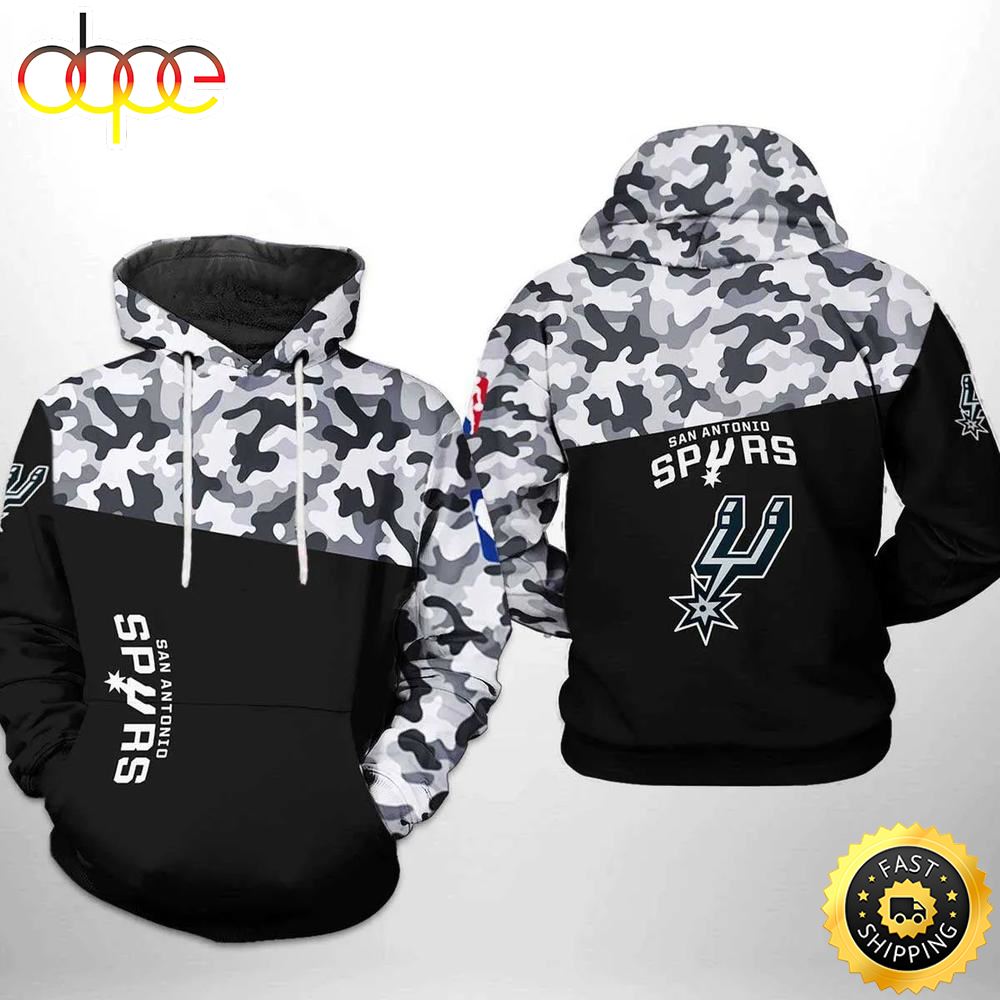 San Antonio Spurs Nba Camo Veteran Team 3D Printed Hoodie
