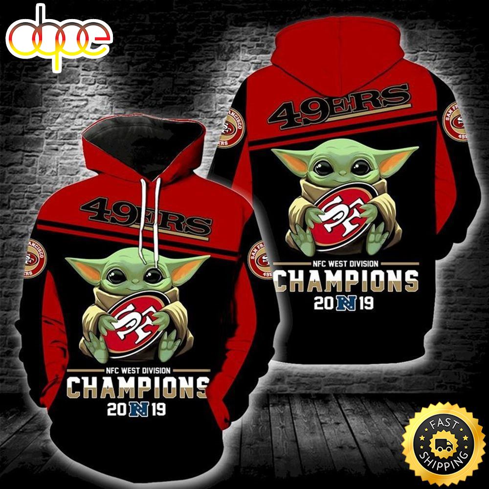 San Francisco 49ers Champions 2019 Baby Yoda 3d Hoodie All Over Printed