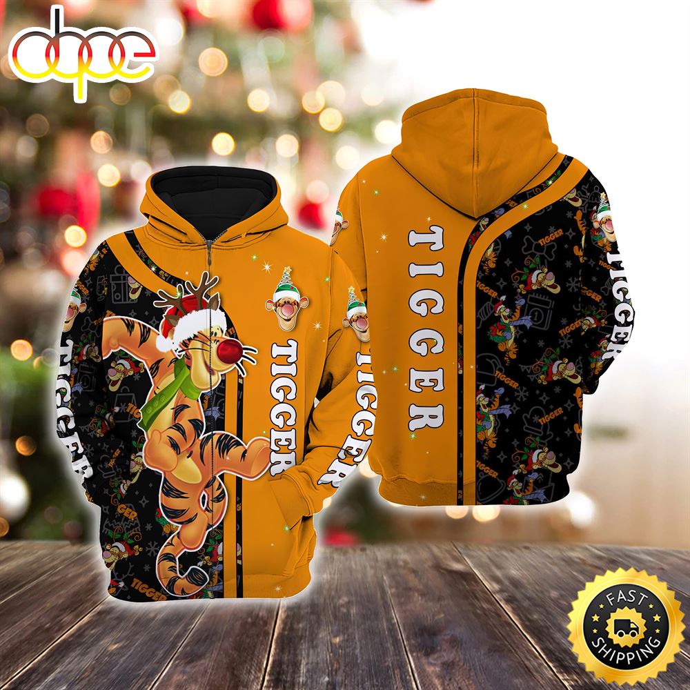 Tigger Yellow Christmas Disney Christmas Hoodie All Over Print Shirts
