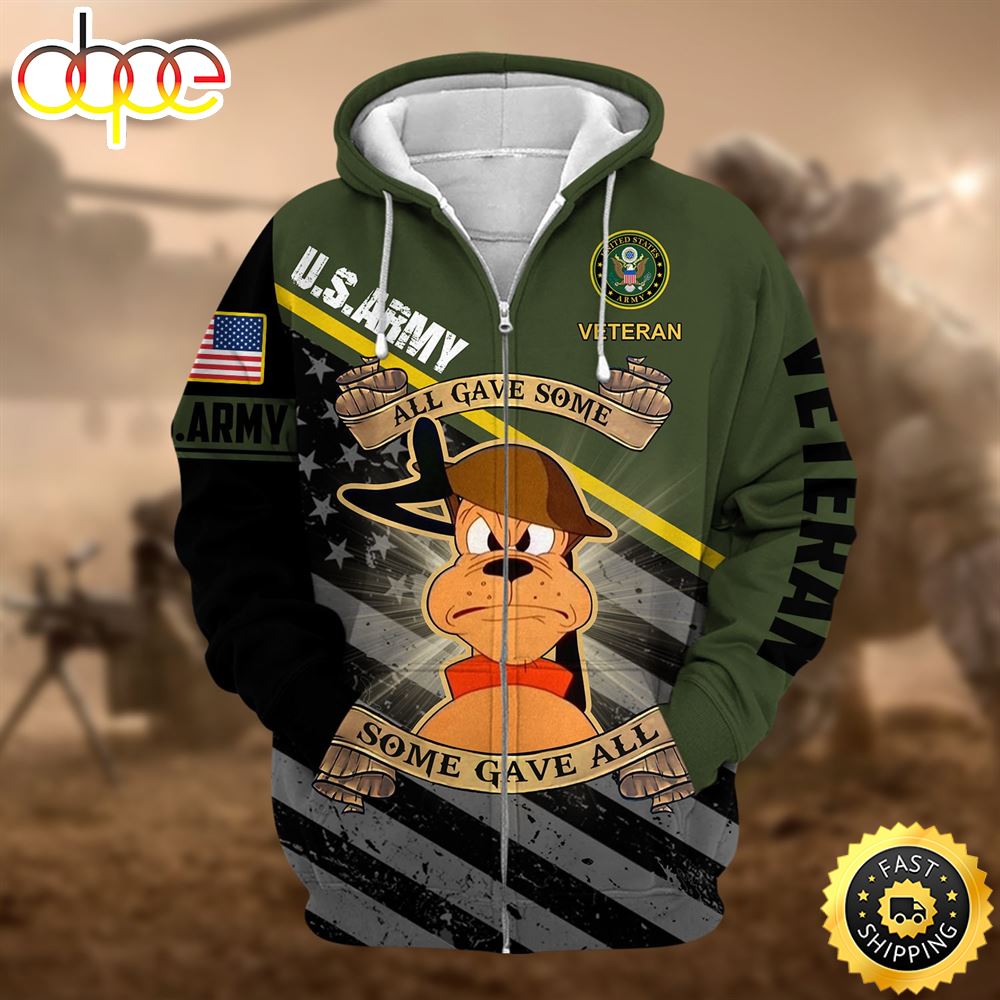 Unique U.S.ARMY Veteran Zip Hoodie 3D Unisex