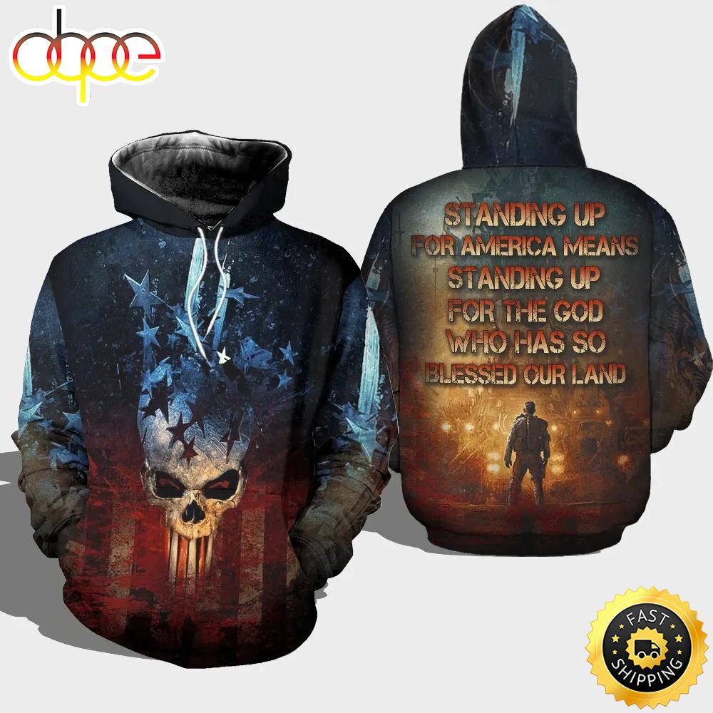 Veteran Standing Up For America Mean For God Skull 3D Hoodie All Over Printed