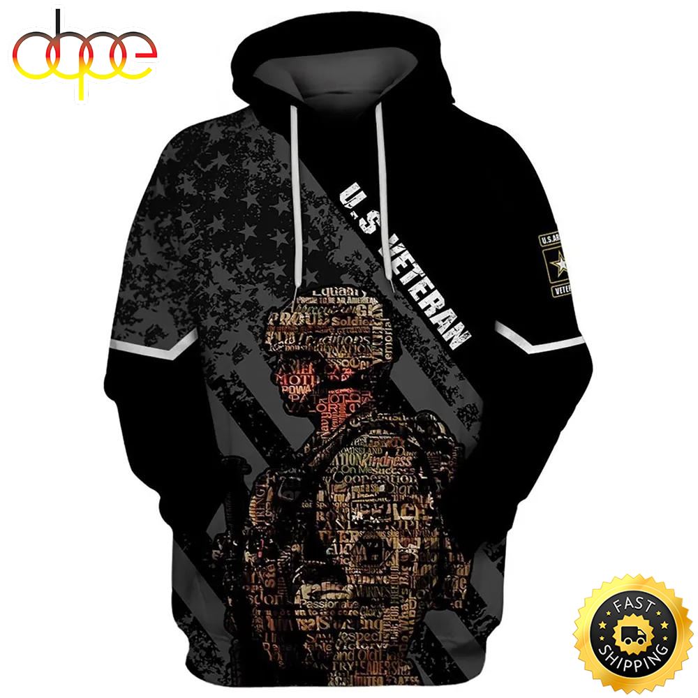 Veteran U.S Army Veteran Kindness Passion Respect 3D Hoodie All Over Printed