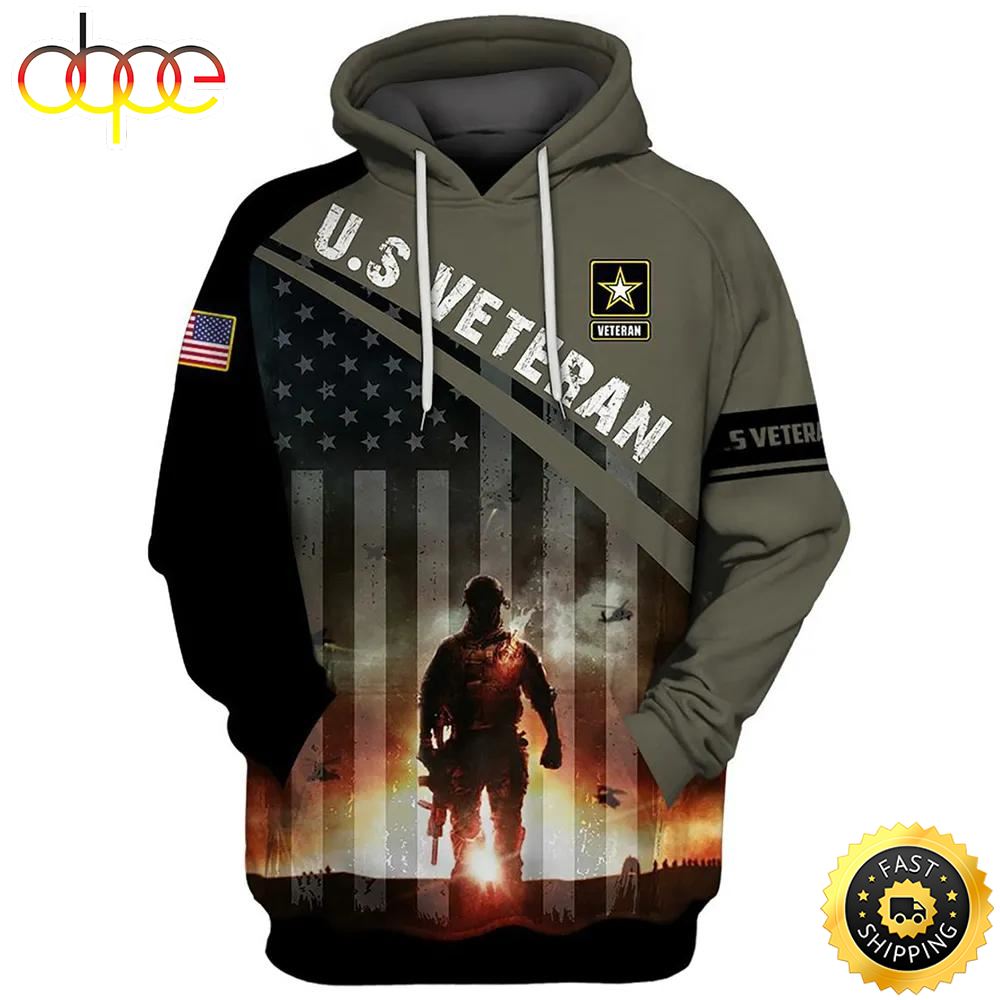 Veteran U.S Army Veteran Soldier Helicopter On The Sky 3D Hoodie All Over Printed