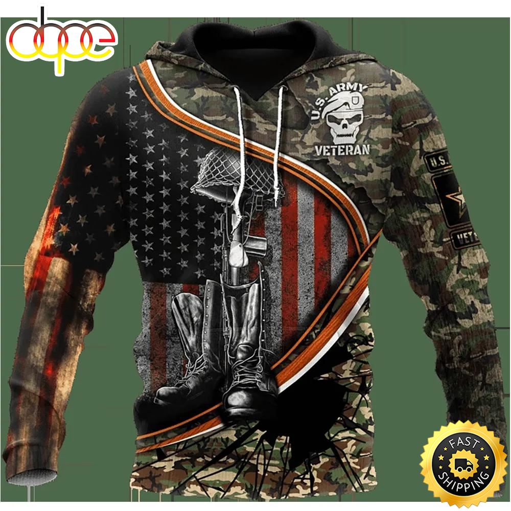 Veteran US Army Veteran Dogtag 3D Hoodie All Over Printed