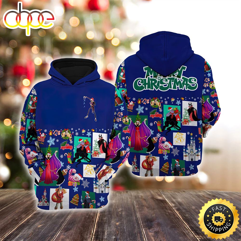 Villains Blue Christmas Disney Christmas Hoodie All Over Print Shirts