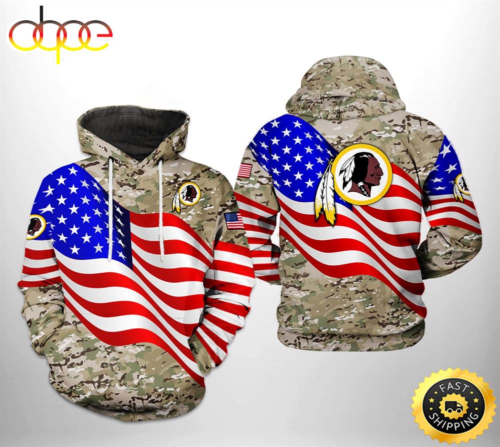 Washington Redskins NFL US Flag Camo Veteran Team 3D Printed HoodieZipper Hoodie