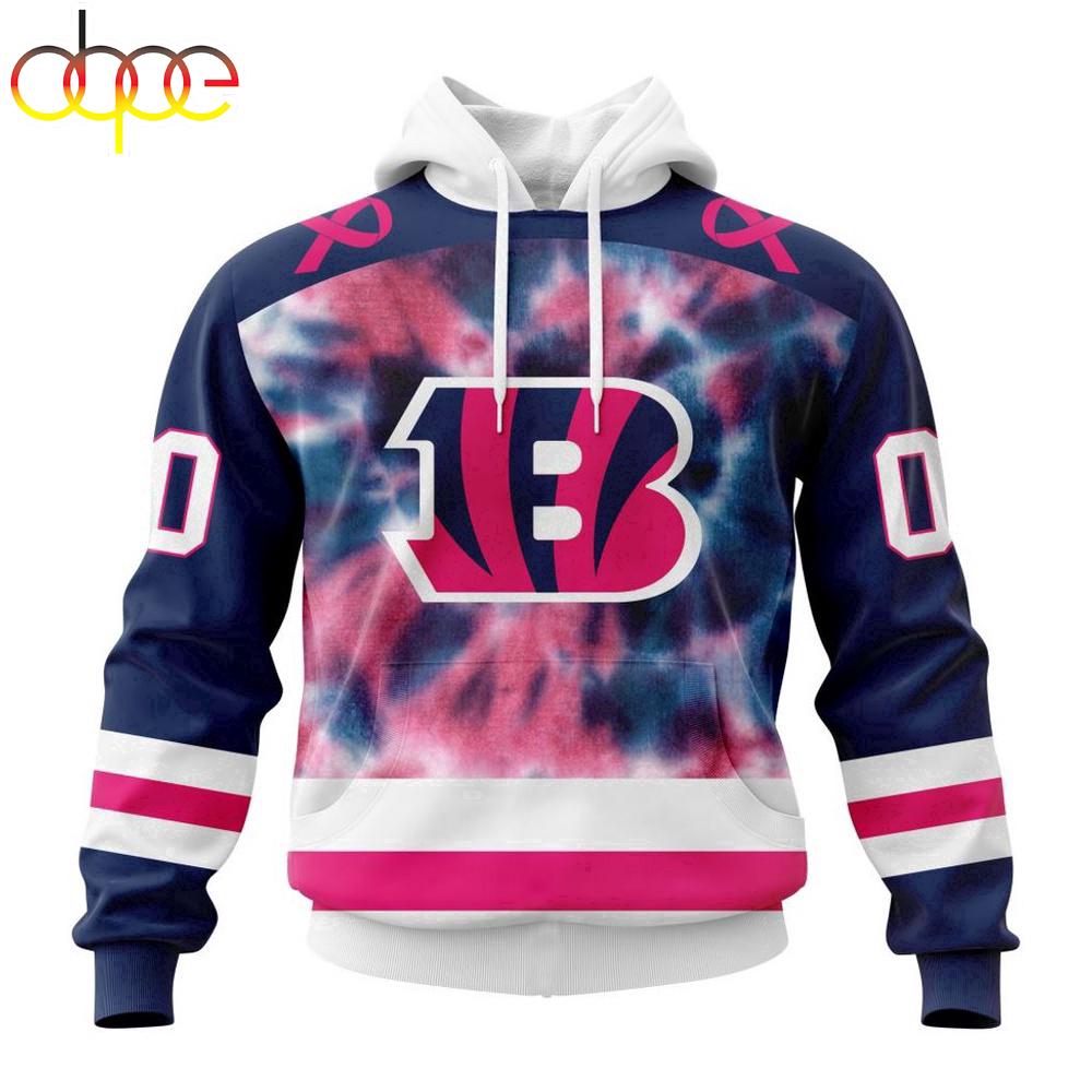 Custom Name And Number NFL Cincinnati Bengals Pink Fight Breast Cancer Hoodie