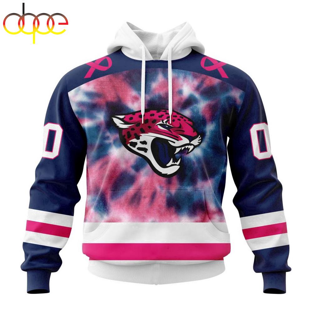 Custom Name And Number NFL Jacksonville Jaguars Pink Fight Breast Cancer Hoodie