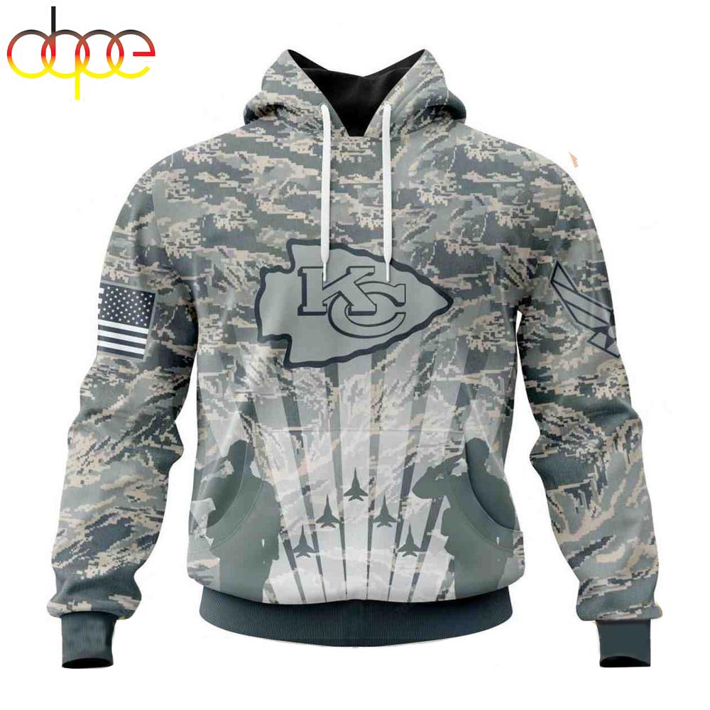 Custom Name And Number NFL Kansas City Chiefs Honor US Air Force Veterans 3D Hoodie Shirt