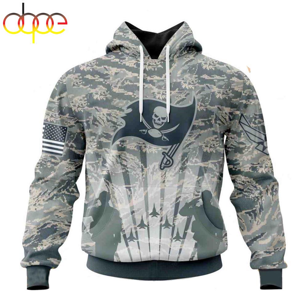 Custom Name And Number NFL Tampa Bay Buccaneers Honor US Air Force Veterans 3D Hoodie Shirt