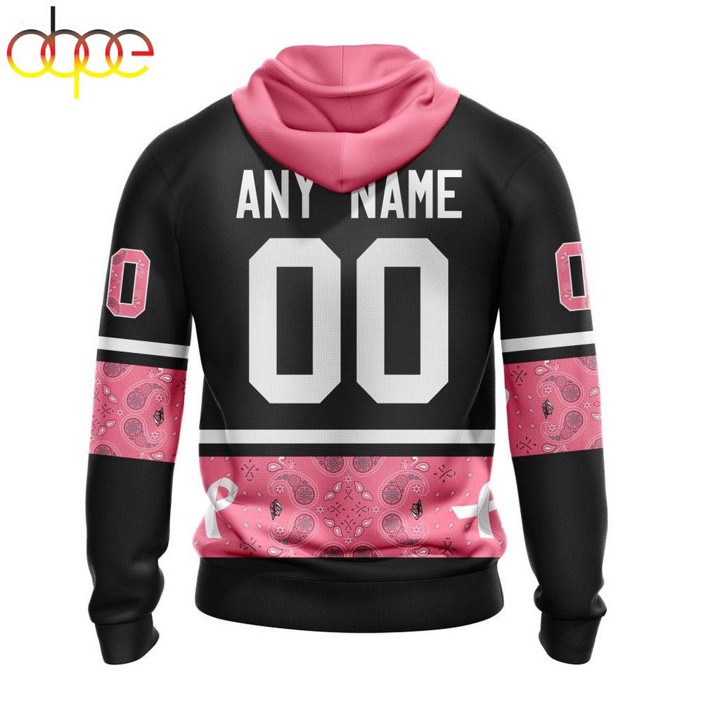 Custom Name And Number NHL Nashville Predators Breast Cancer All Over Print Hoodie
