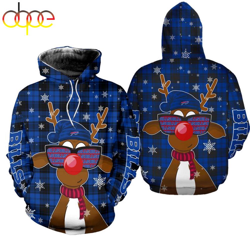 NFL Buffalo Bills Christmas Reindeer Sunglasses All Over Print Hoodie Shirt
