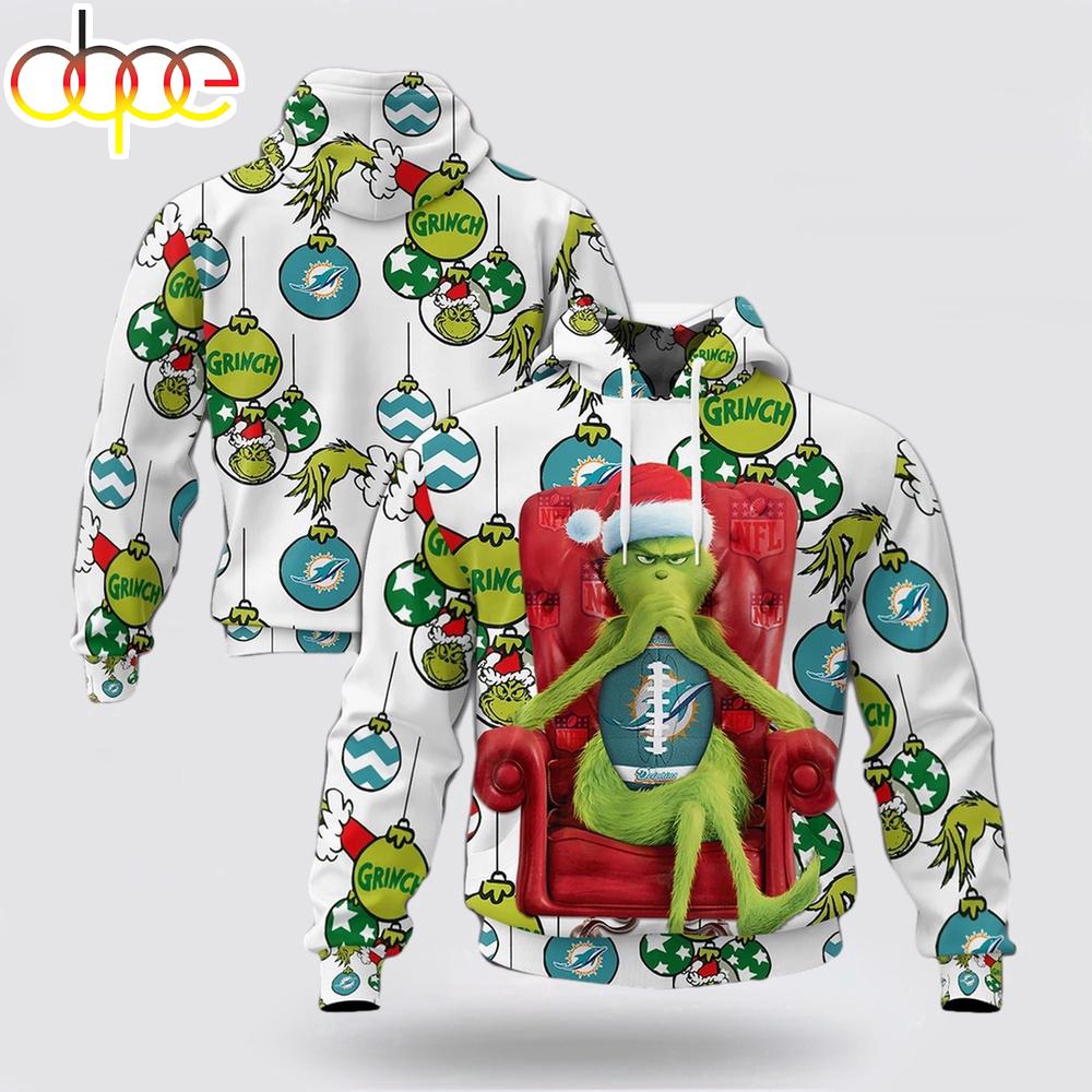 NFL Miami Dolphins Grinch Christmas All Over Print Hoodie Shirt