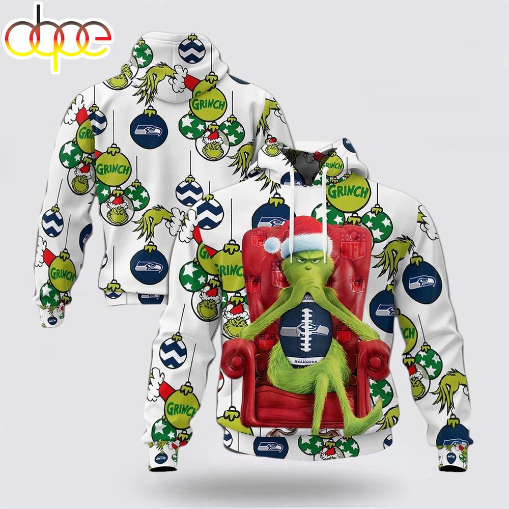 NFL Seattle Seahawks Grinch Christmas All Over Print Hoodie Shirt